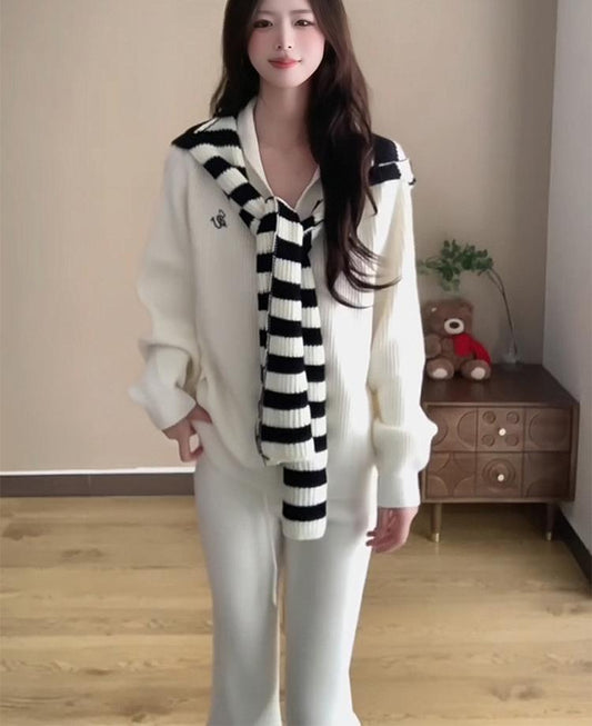 V-Neck Cape Knit Sweater Women