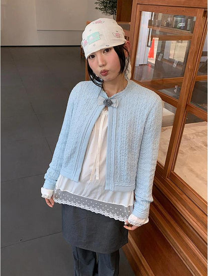 Blue Knit Cardigan Women