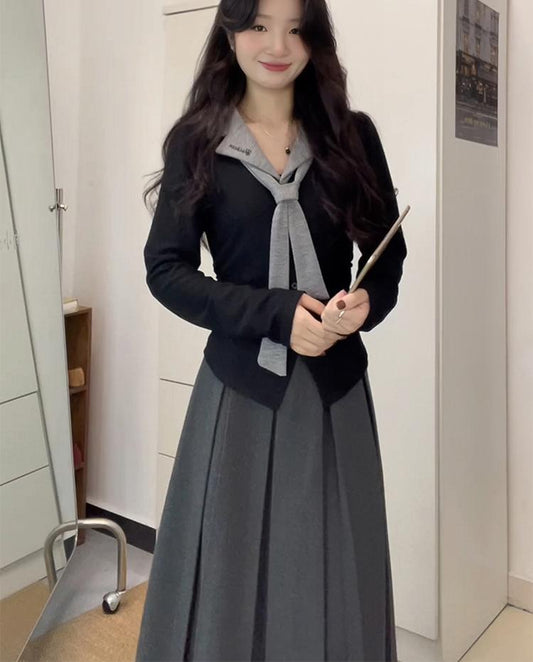 Preppy Colorblock Knit Sweater Women