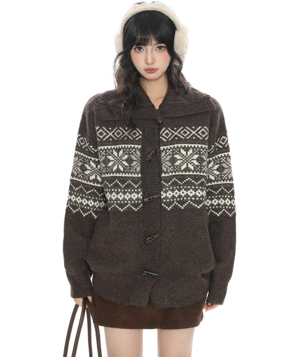 Toggle Fair Isle Knit Cardigan Women