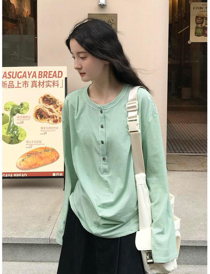 Henley Knit Long Sleeve Tee Women