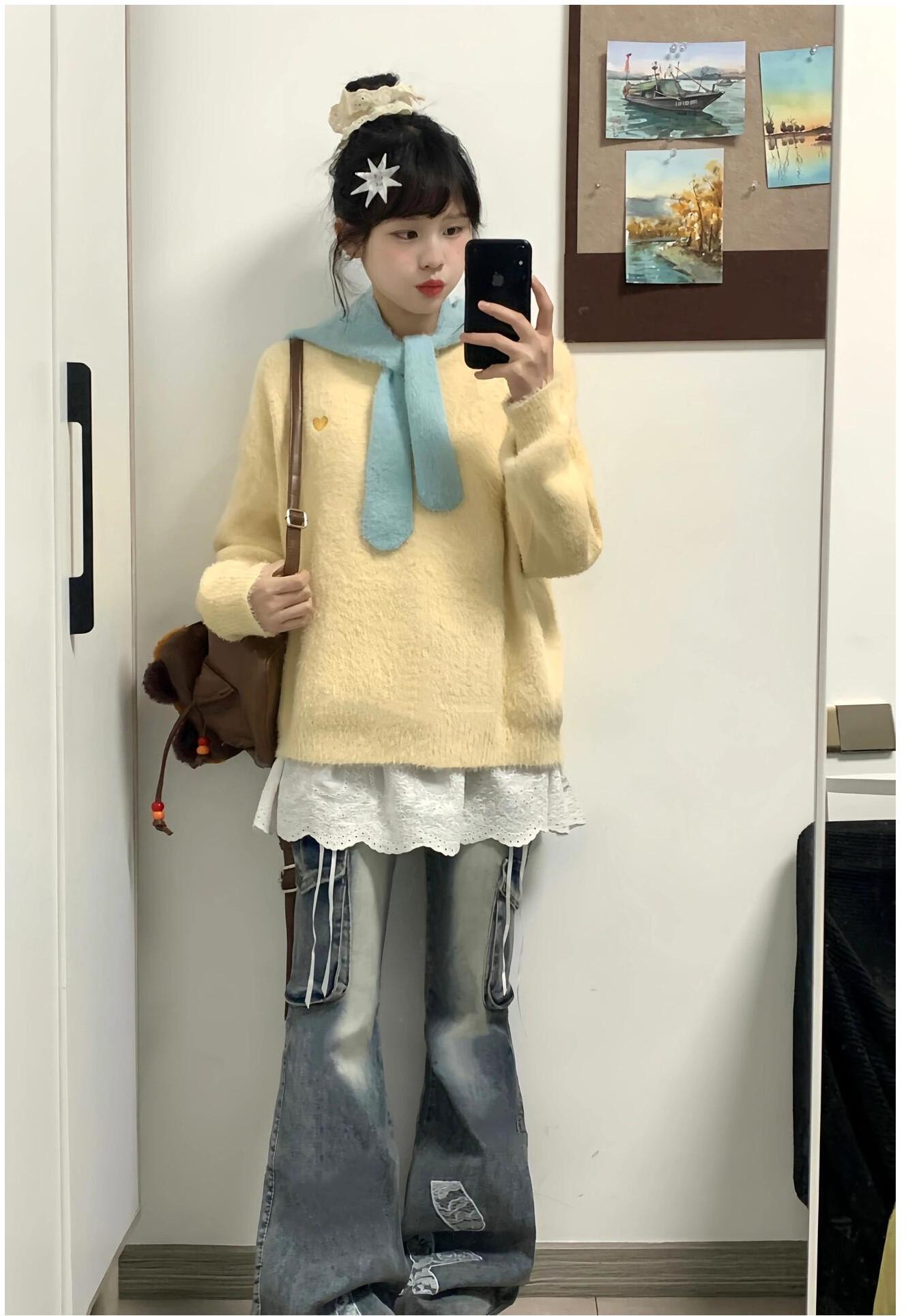 Faux Mink Hooded Knit Two-Piece Set Women
