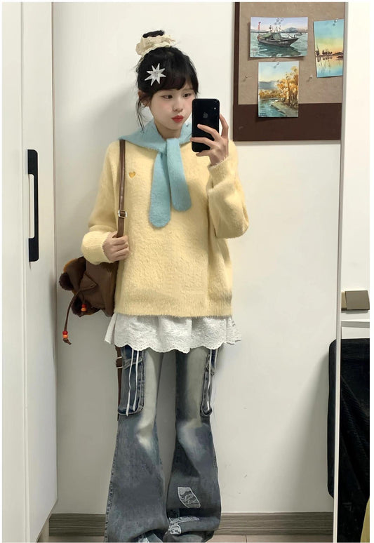 Faux Mink Hooded Knit Two-Piece Set Women