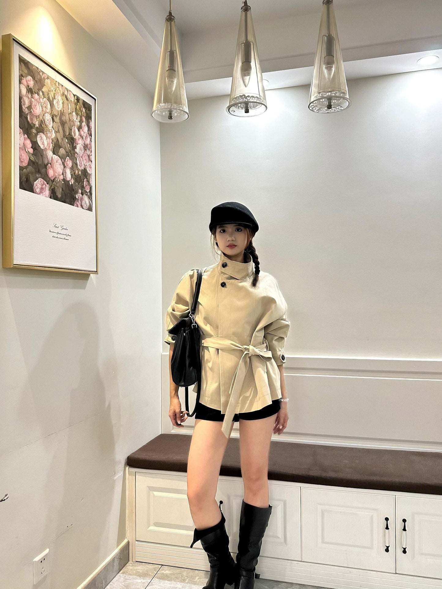 British Short Belted Trench Coat Women