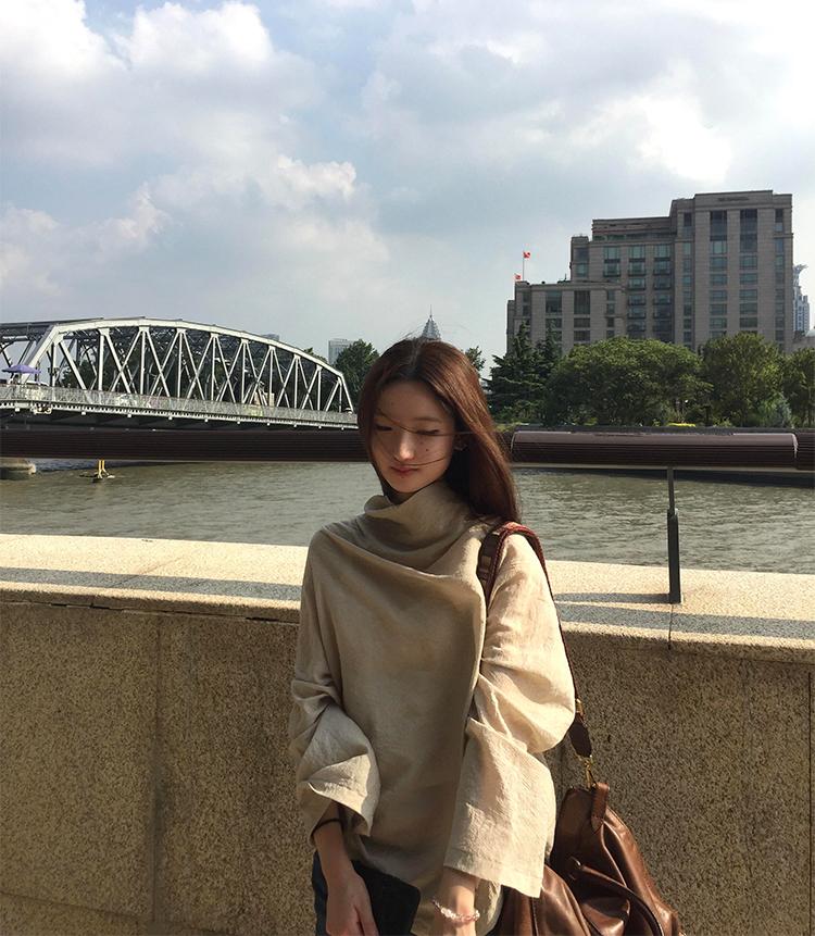 French Cowl Neck Long Sleeve Tee Women