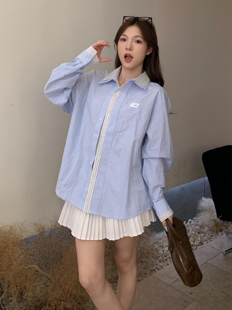 Plaid Layered Collar Shirt Jacket Women