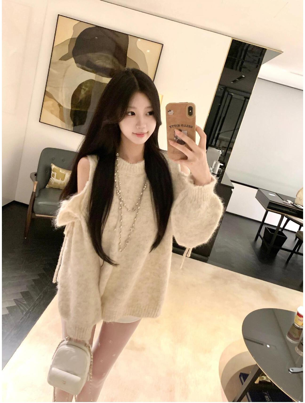 Ruched Tie Off Shoulder Knit Top Women