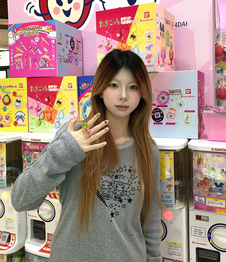 Graffiti Lace Crewneck Long Sleeve Tee Women