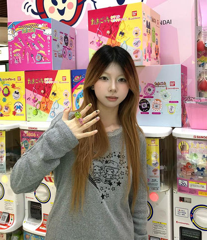 Graffiti Lace Crewneck Long Sleeve Tee Women