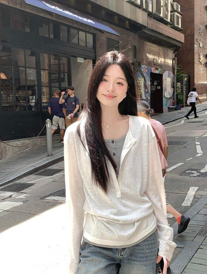 Half-Zip Layered Long Sleeve Tee Women