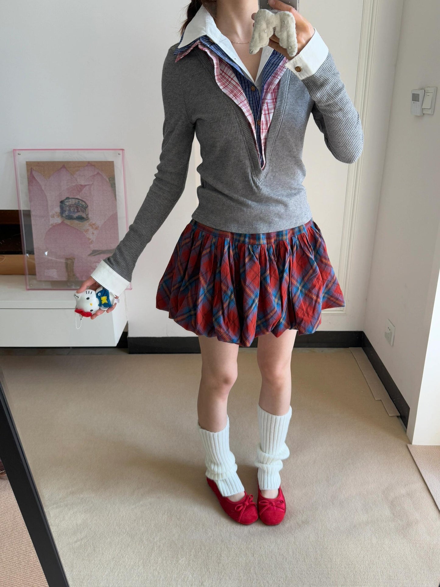 Korean Layered Four-in-One Knit Shirt Women