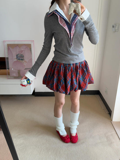 Korean Layered Four-in-One Knit Shirt Women