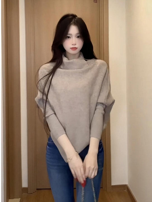 French Batwing Knit Sweater Women