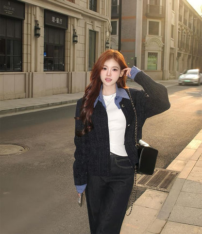 Tweed Layered Short Cardigan Women