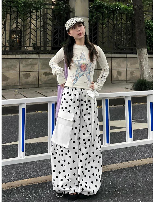 Korean Polka Dot Cargo Pants