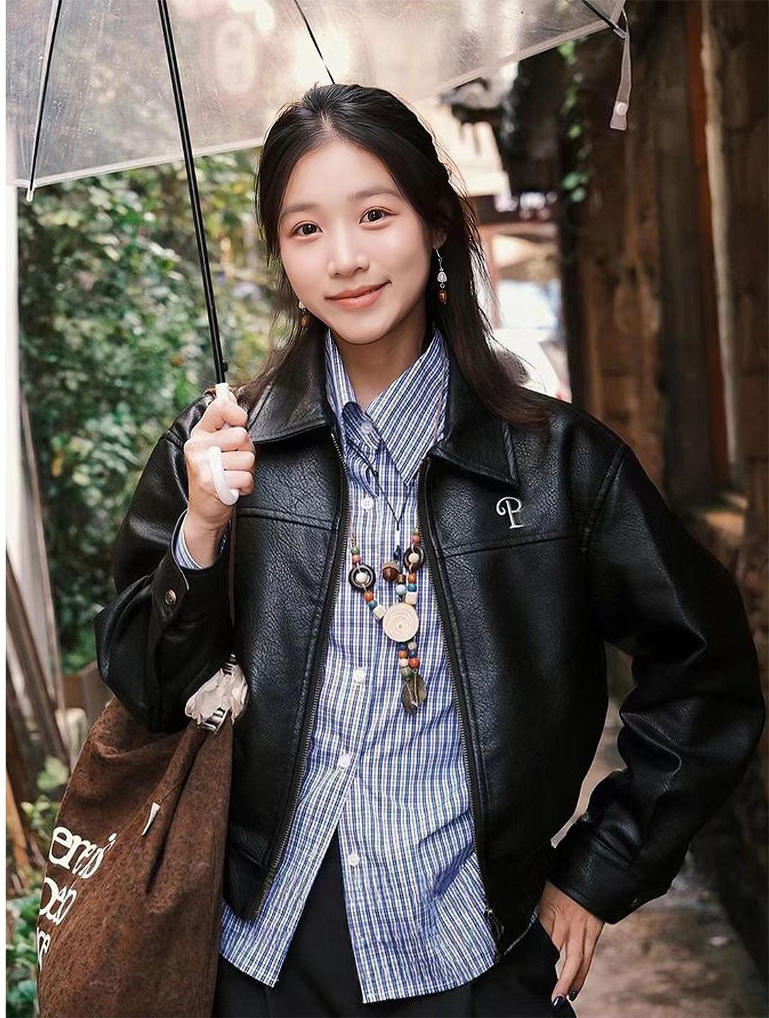 American Embroidered PU Leather Jacket