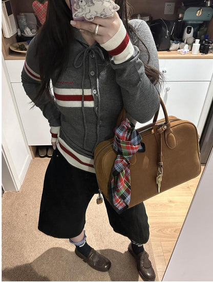 Korean Contrast Striped Knit T-shirt