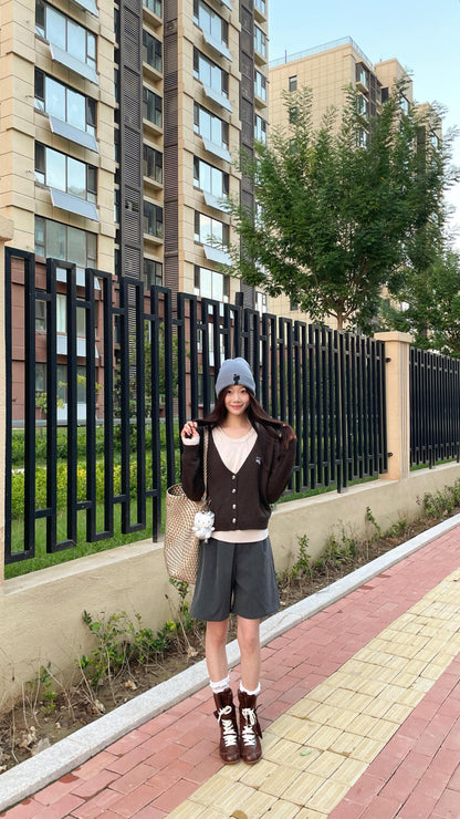 Academy Fake Two Piece V-neck Knit Cardigan