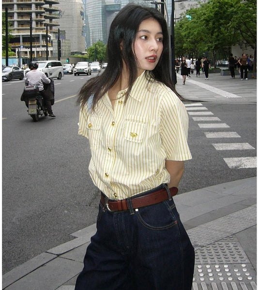 Vintage Yellow Striped Shirt