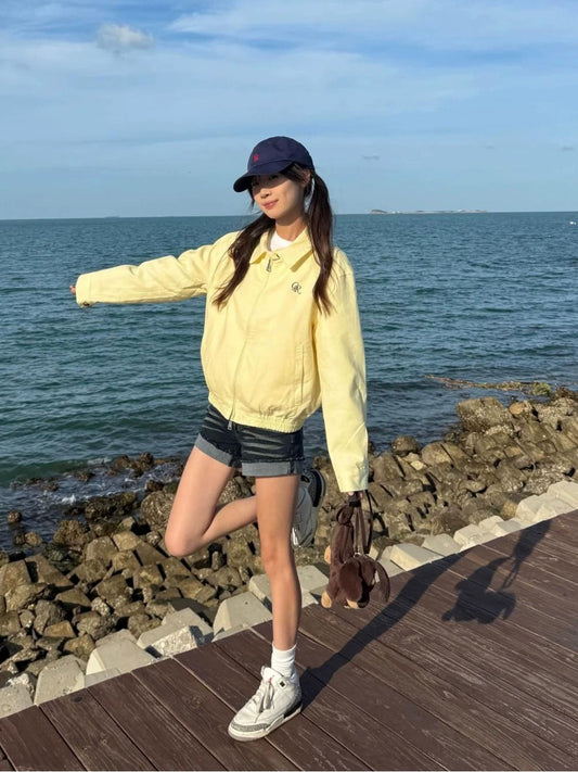 Vintage Lemon Yellow Collar Jacket