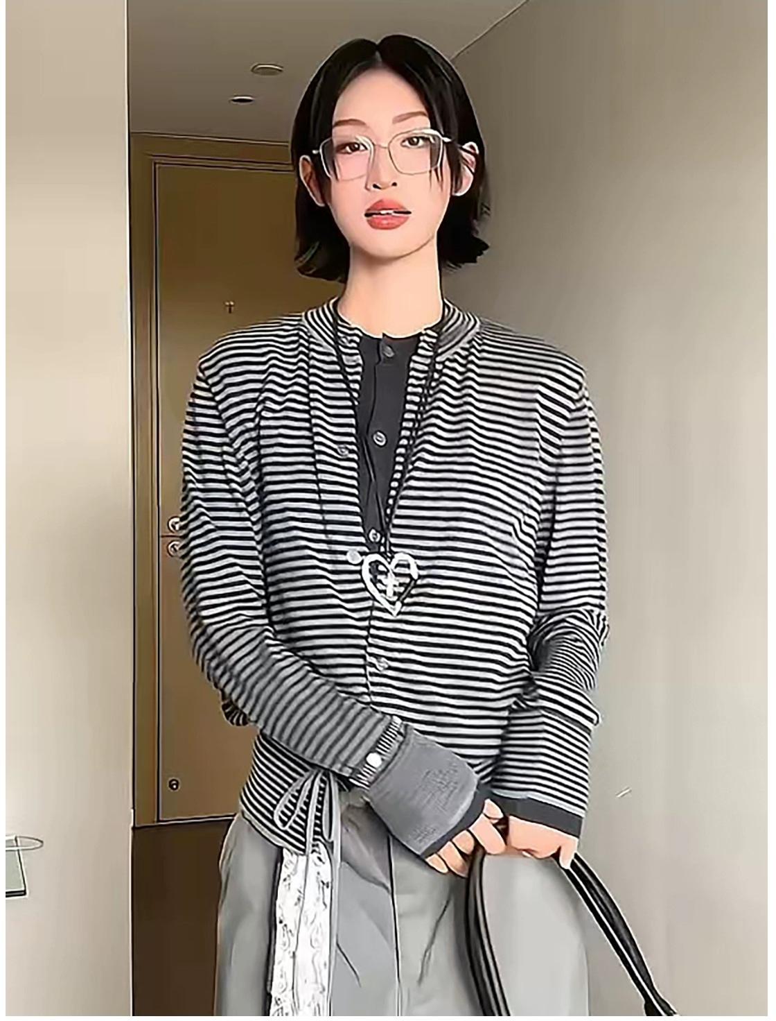 American Linen Cotton Stripe Layered Knit