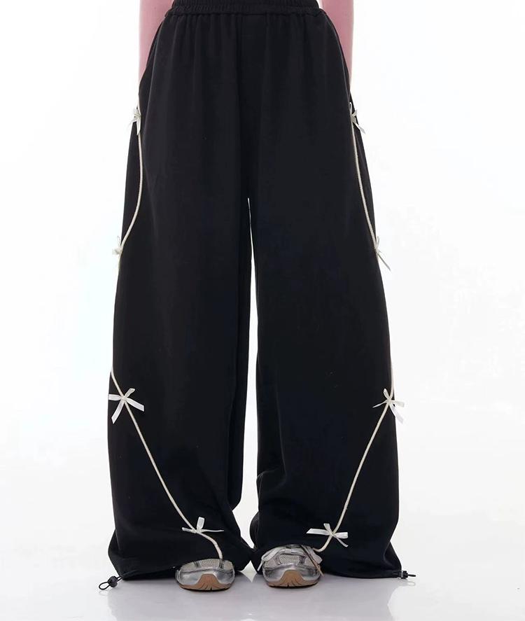 Vintage Bow Wide-Leg Sweatpants