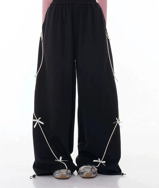 Vintage Bow Wide-Leg Sweatpants