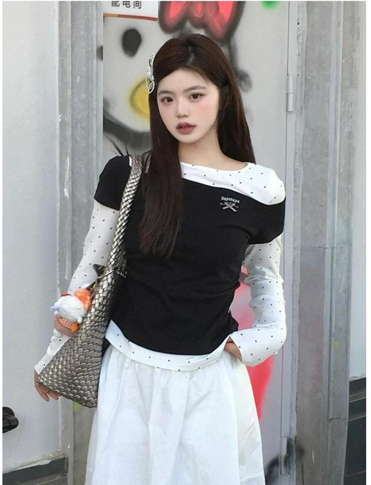 American Girl Asymmetrical Faux Tee