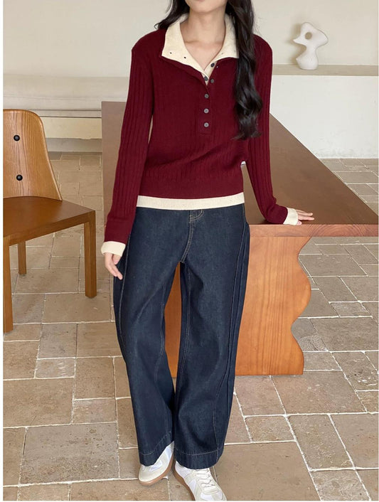 Vintage Sheepwool Faux Two-Piece Knit