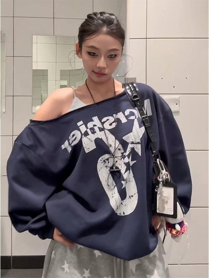 American Girl Asymmetrical Letter Hoodie