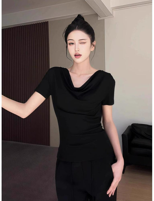 Pure Yu Black Halter Lace Tee