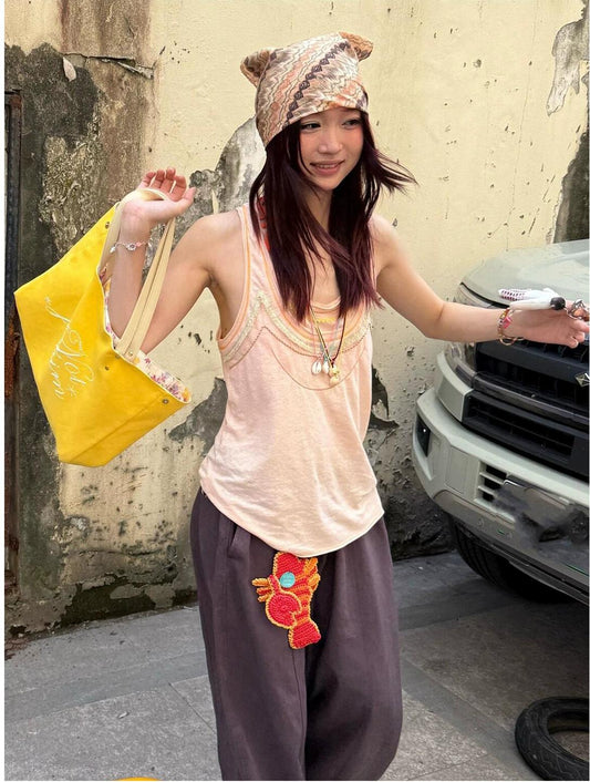 American Lace Faux Two-Piece Cami