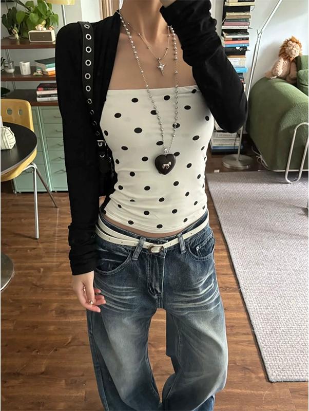 Polka Dot Faux Two-Piece Tee