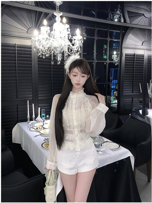 French Court-Style Chiffon Blouse