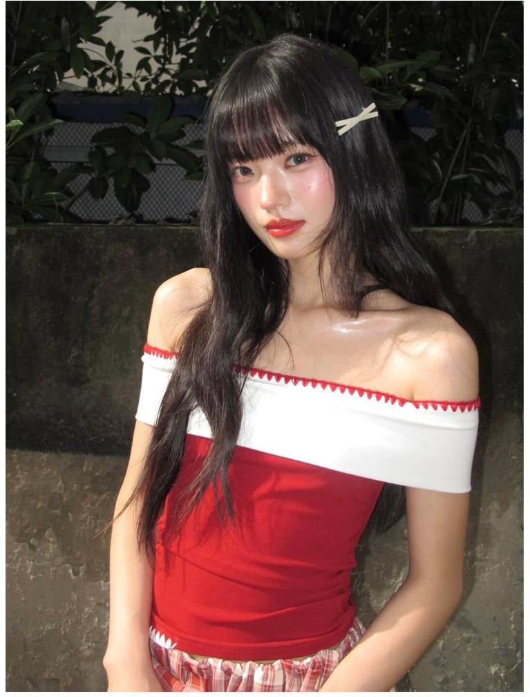 American Colorblock Off-Shoulder Tee