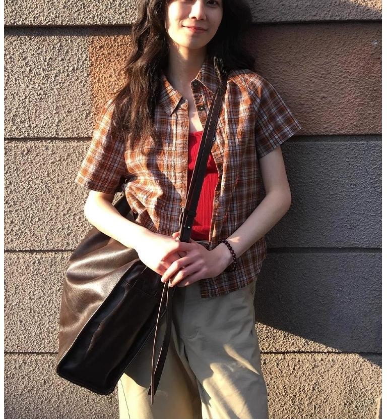 Vintage Checkered Short Sleeve Shirt