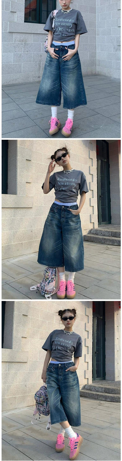 Vintage Washed Wide Leg Denim