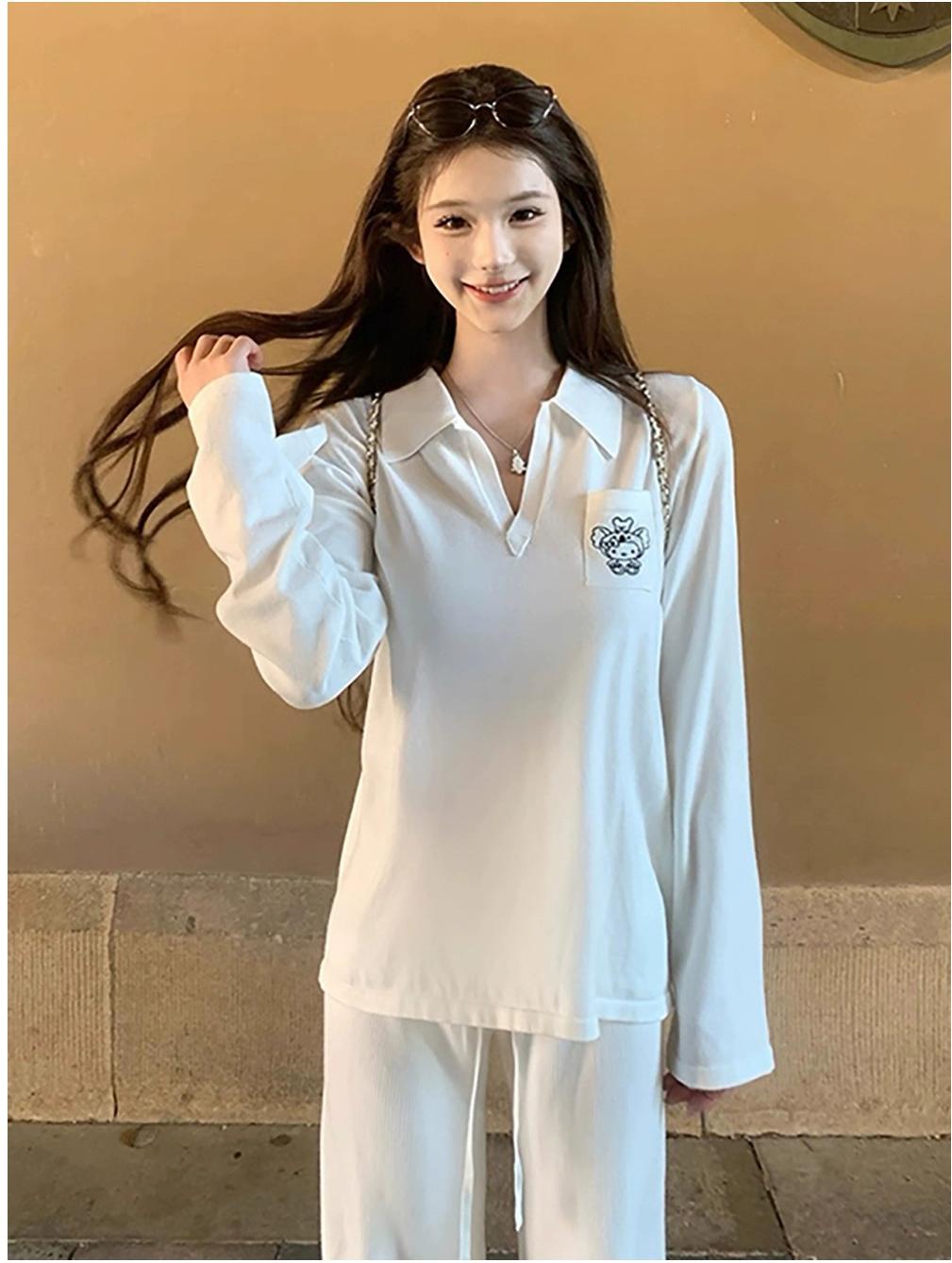 Korean Collared Knit Long Sleeve Tee