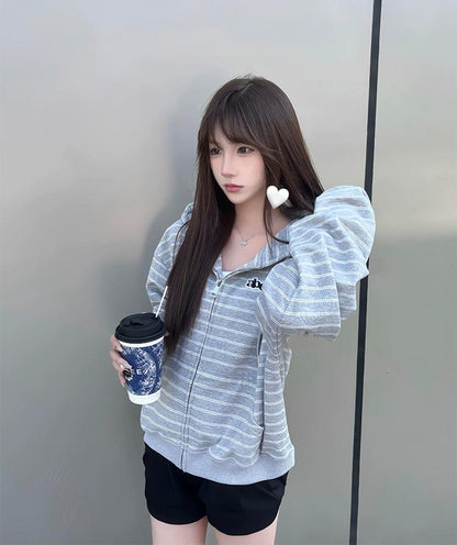 Vintage Striped Zip Hoodie