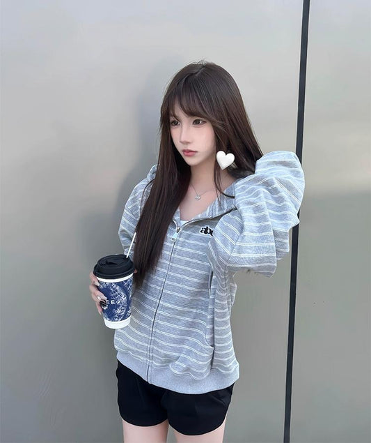 Vintage Striped Zip Hoodie