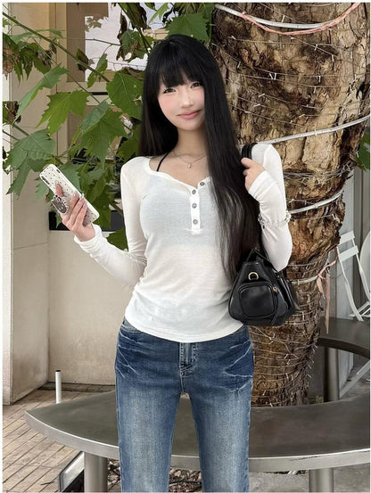 American Spicy U Henley Long Sleeve Tee