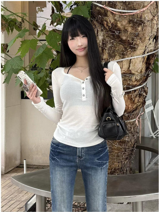 American Spicy U Henley Long Sleeve Tee