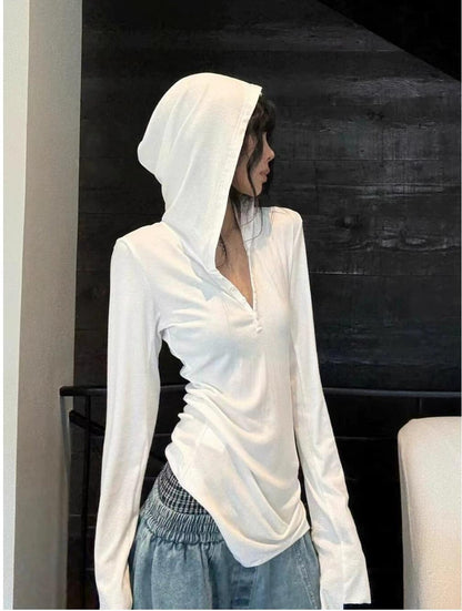 American Girl Hooded White Long Sleeve Tee