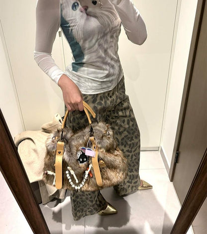 American Spicy Cat Print Mesh Tee