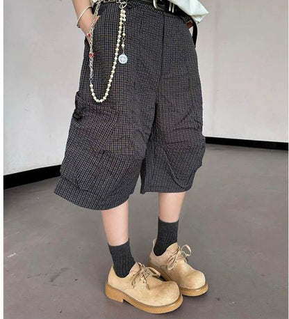 American Textured Puff Sleeve Cropped Pants