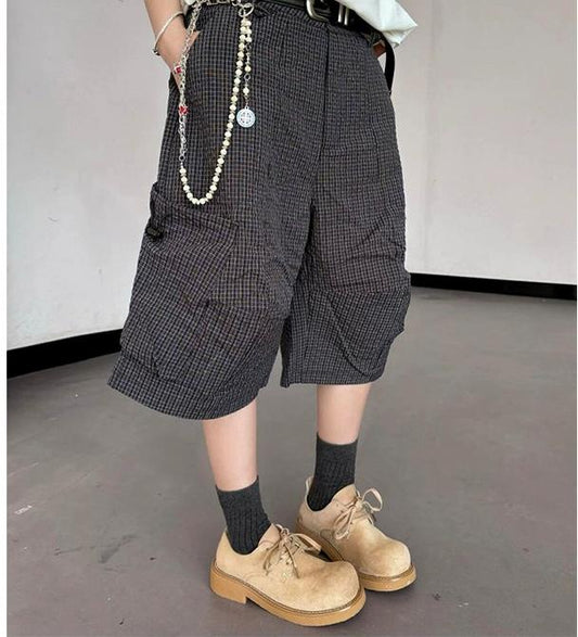 American Textured Puff Sleeve Cropped Pants