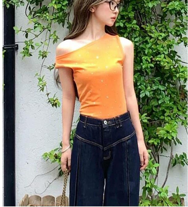 Cute Women Sparkly Orange Vest