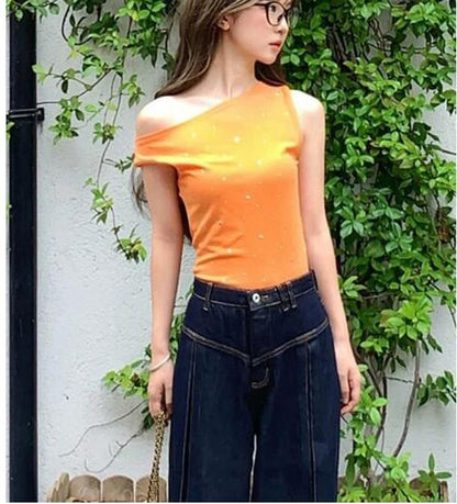 Cute Women Sparkly Orange Vest