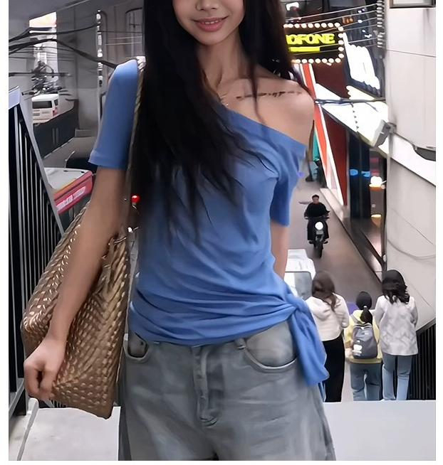 American Spicy Asymmetric Cotton Tee