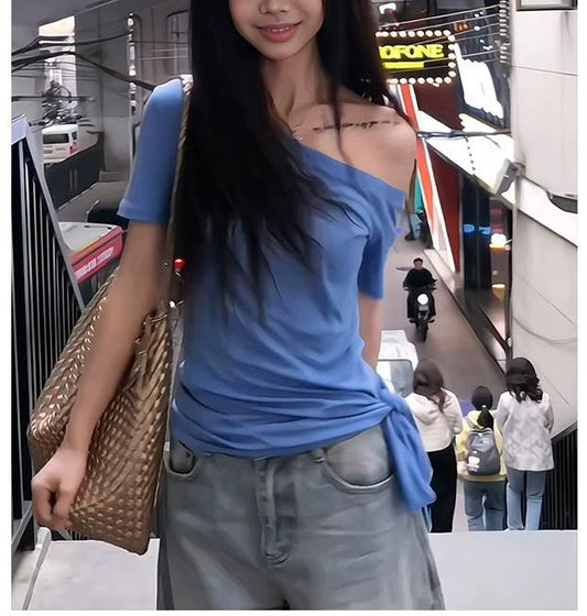 American Spicy Asymmetric Cotton Tee